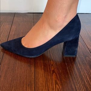 Marc fisher blue suede block heels